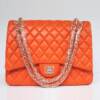 Bolsa Chanel Classic Flap Pele De Cordeiro Laranja