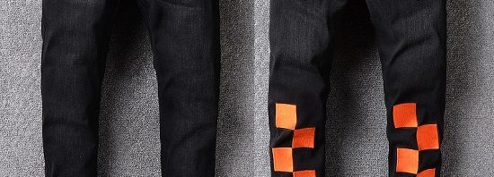 Calça Jeans com detalhe Off White
