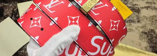 Cinto Louis Vuitton x Supreme Monograma Cinto Vermelho