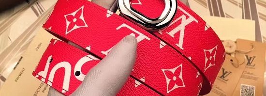 Cinto Louis Vuitton x Supreme Monograma Cinto Vermelho