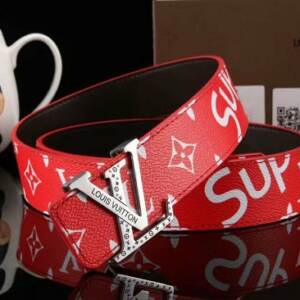 Cinto Louis Vuitton x Supreme Monograma Cinto Vermelho