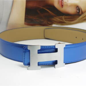 Cintos Feminino de Couro Azul Hermes