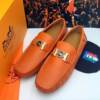 Mocassim Couro Laranja Hermes