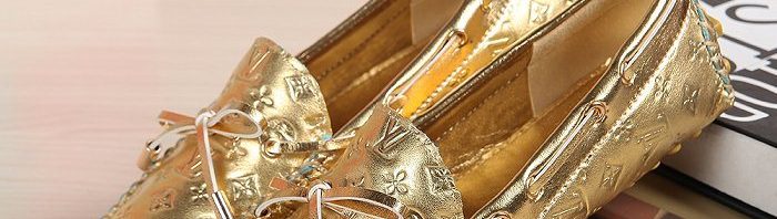 Mocassim Dourado de Couro Louis Vuitton