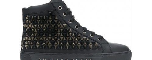 Philipp Plein tênis de couro com tachas