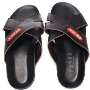 Sandália Chinelo de Couro Prada