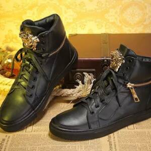 Tênis Cano Alto Preto Couro Versace