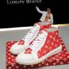 Tênis cano alto couro Louis Vuitton x Supreme