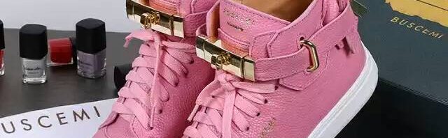 Tênis cano alto couro rosa Buscemi