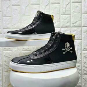 Tênis cano alto de couro Philipp Plein