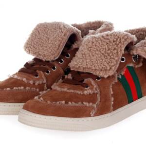 Tênis de Couro com Péle Gucci