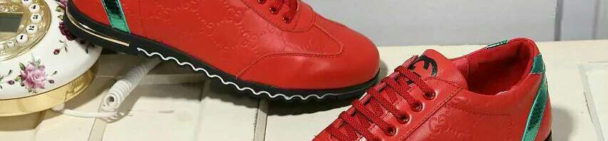 Tênis vermelho couro Gucci