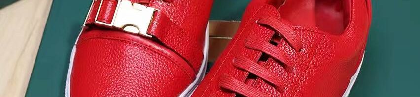 Tênis vermelho em couro Buscemi